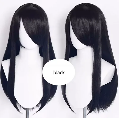 60cm Long Straight Cosplay Wig Multi Colors Black Red Blue Pink Brown Purple White Green Universal Game Anime Wigs + Wig Cap