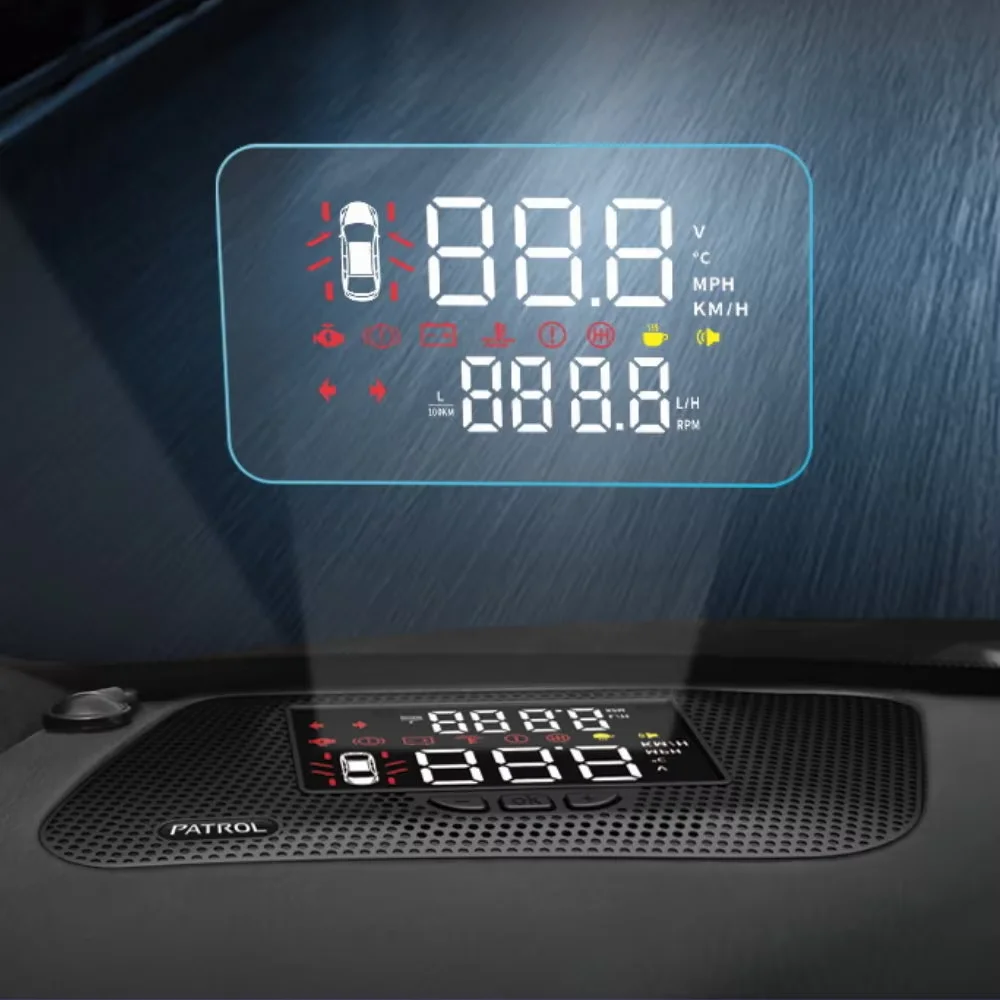 Car LED Projector For Nissan Patrol Armada Y62 2010~2024 Auto HUD Head-Up Display Accessories Windshield Driving Assistance