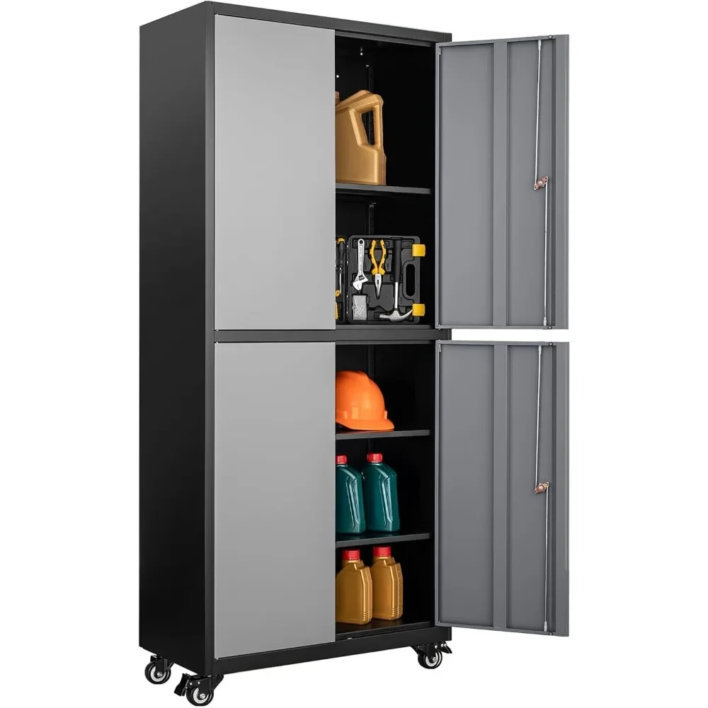 

Metal Storage Cabinet-Rolling Heavy Duty Tool Cabinet Garage Storage Cabinets with Adjustable Shelves&Lockable Doors