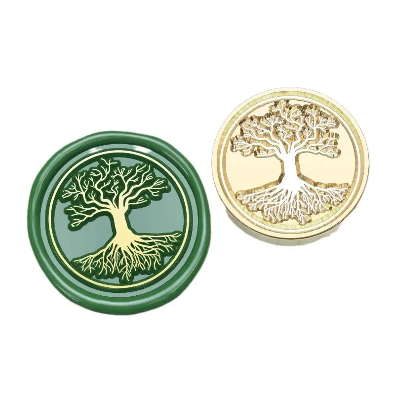 Tree of Life Series  Sealing Wax Seal Vintage Sealing Wax Sealing Material Brass Seal  Carving Plants Circle Flat Carving