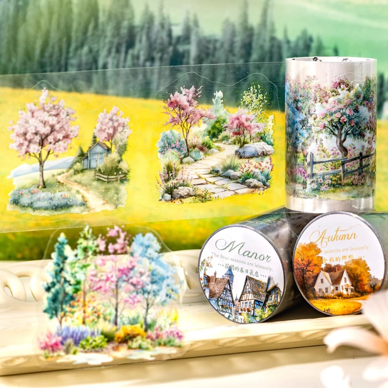 Mr Paper、「Four Seasons」シリーズの6種類のPETダイカットテープ、かわいい文具ステッカー、携帯電話ケースステッカー