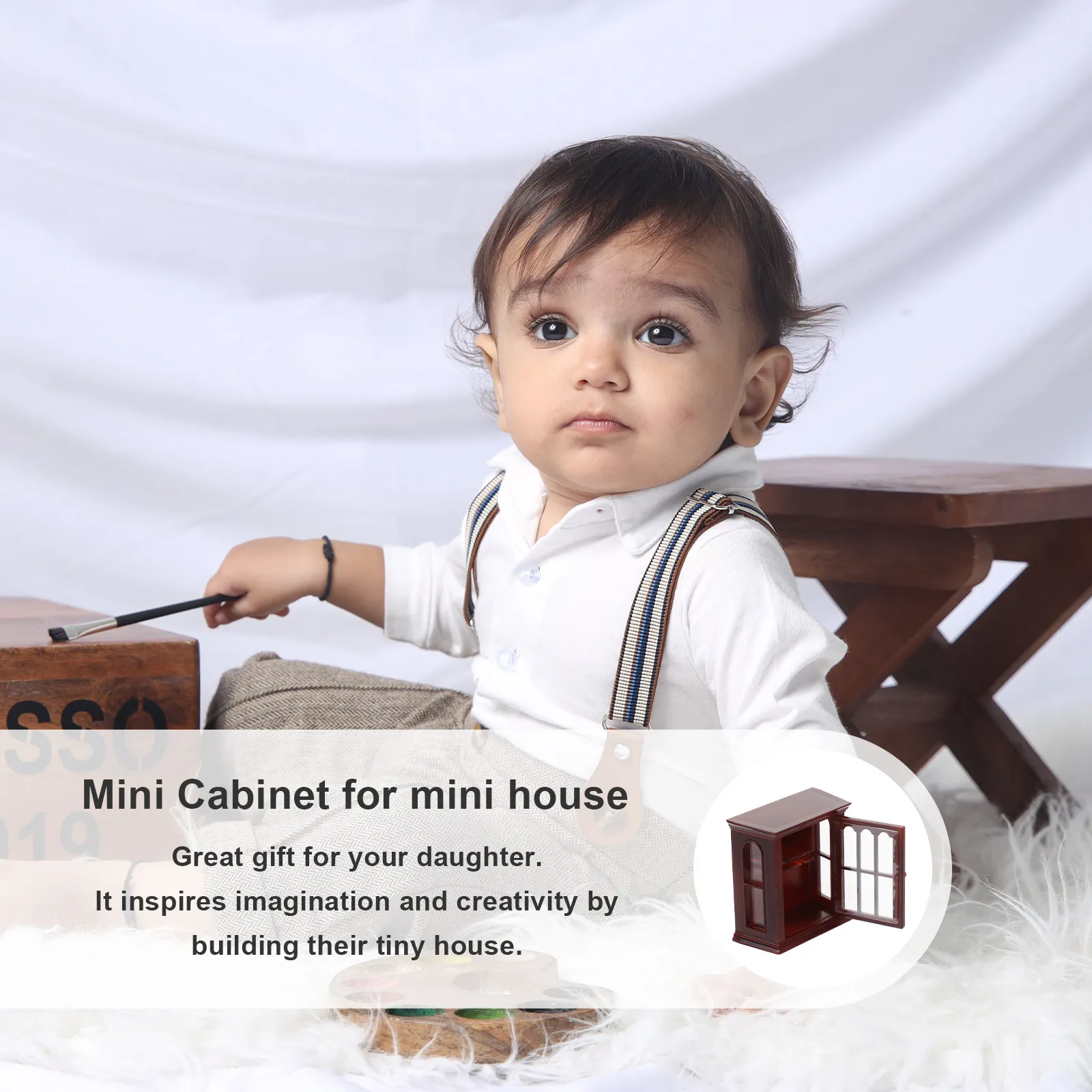 

Miniature Cabinet ABS Mini House Furniture Detail Decoration Storage Display Cabinet for Tiny House Living Room Bedroom Micro