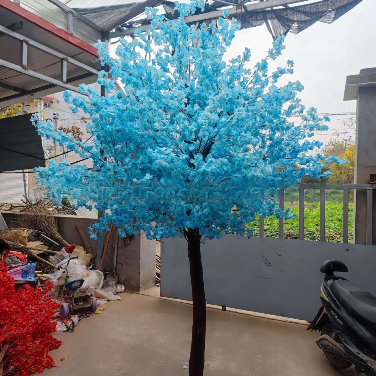 

Red, blue, purple, and white fake cherry blossom tree, peach blossom tree, wishing flower tree, living room wedding decoration