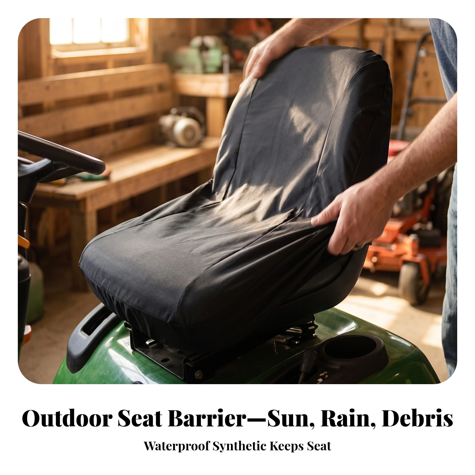 Riding Lawn Mower Seat Cover Weatherproof Lawn Tractor Seat Cover Elasticized Long-Lasting