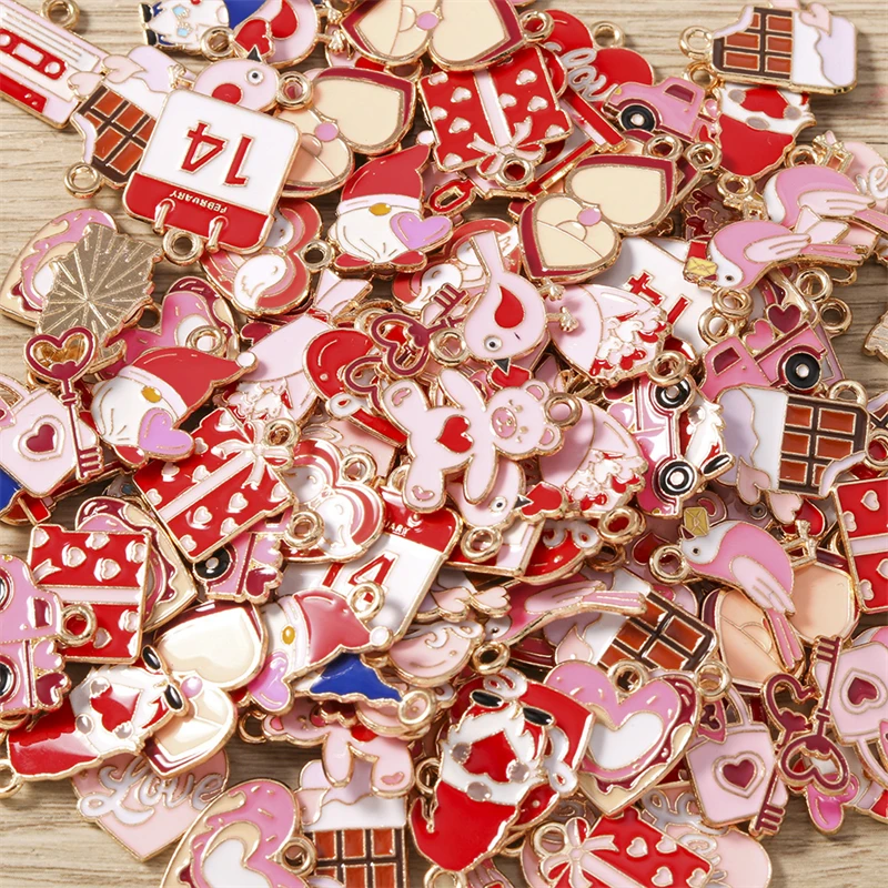 10 Stück süße Mischung Emaille Liebe Herz Buchstaben Charms Anhänger für DIY Halsketten Ohrringe Valentinstag Schmuckherstellung Zubehör – Detail 22