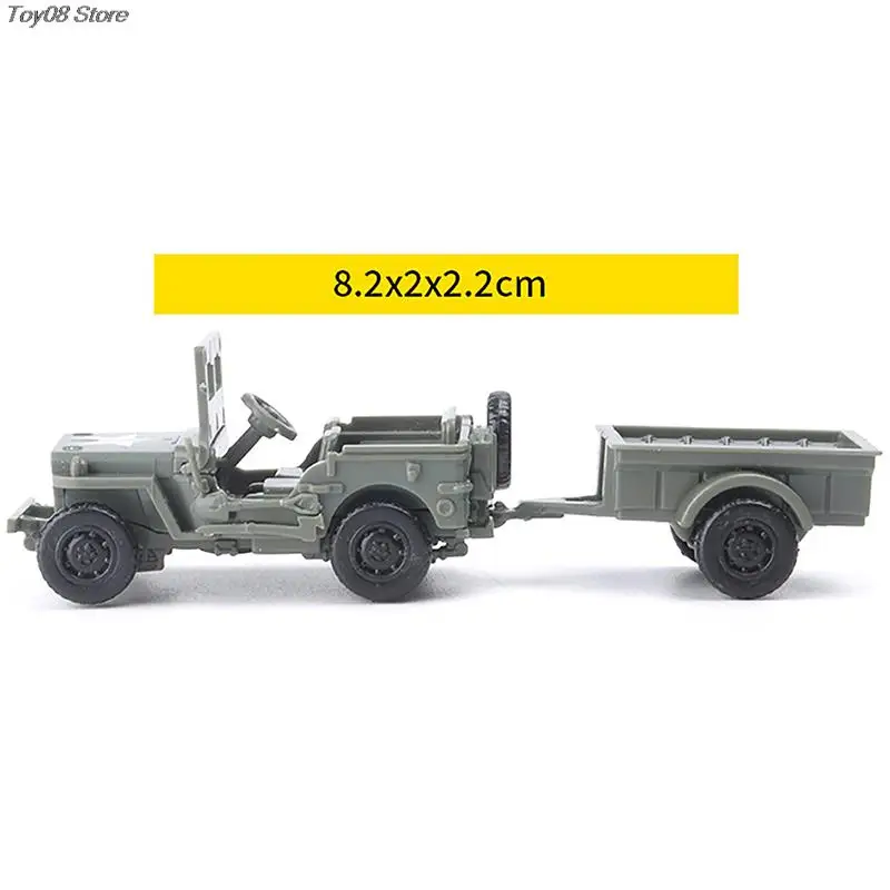 1PC 1:72 WWII Willys Jeep with Hanging Bucket 8cm Vehicle Assemble Car Model Toys