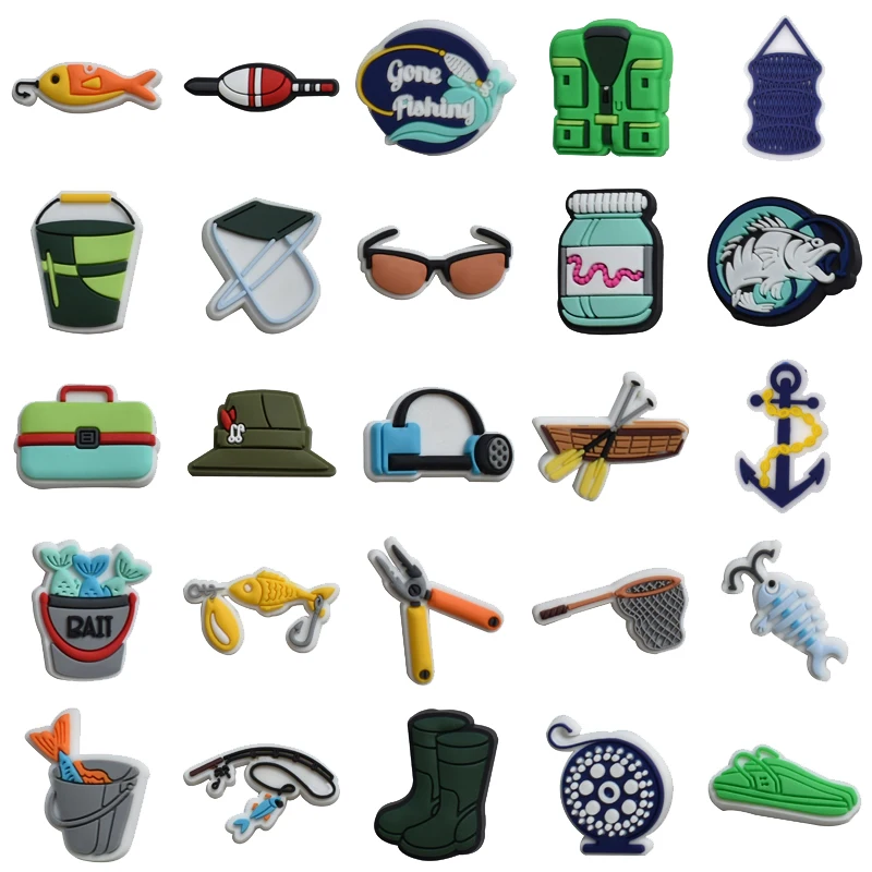 Fishing Shoe Charms for Crocs Accessories Men Clogs Pins Women Badges Boy Girls Jeans Kids Decorations Buckle Shoes Accessories