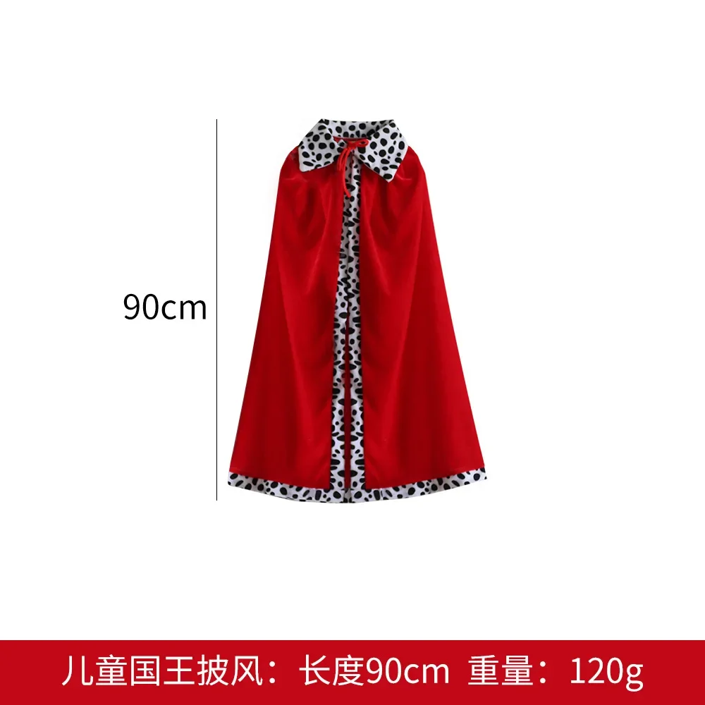 Adult Kids King Emperor Halloween Costume Red Cloak King Prince Robe Crown Children Birthday Party Cosplay Props Accessory