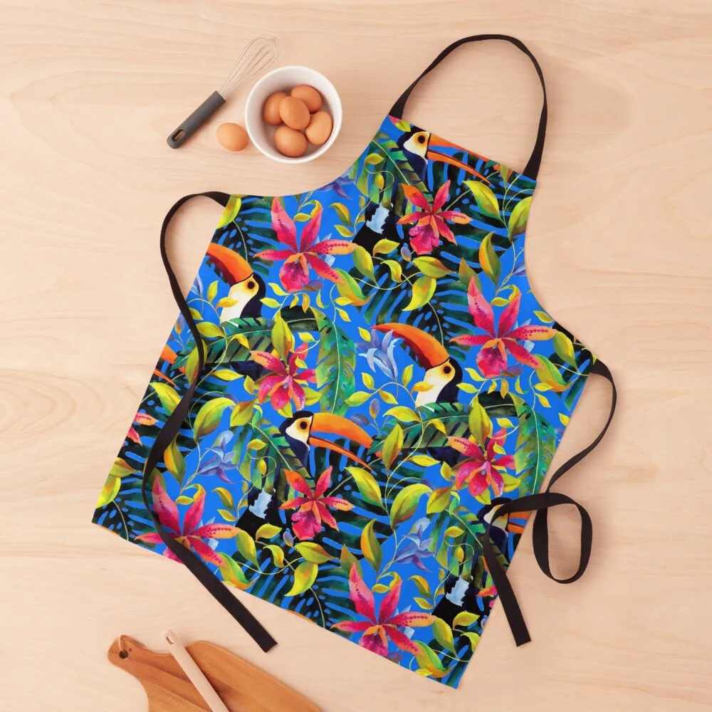 

Tropical toucans seamless pattern summer Apron Kitchen christmas kitchen Apron