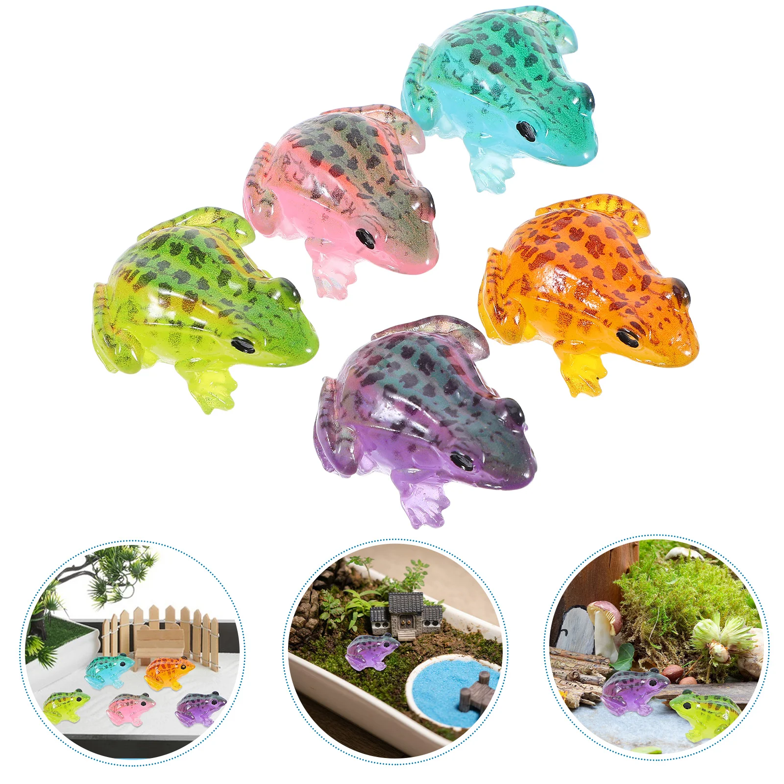 

5 Pcs Desktop Mini Frog Ornament Office Miniature Frogs Resin Statue Decoration
