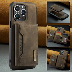 2 in 1 Detachable Wallet Case with Card Holder for IPhone 16E 17 Air 16 15 Plus 14 13 12 Pro Max Leather Shockproof Cover