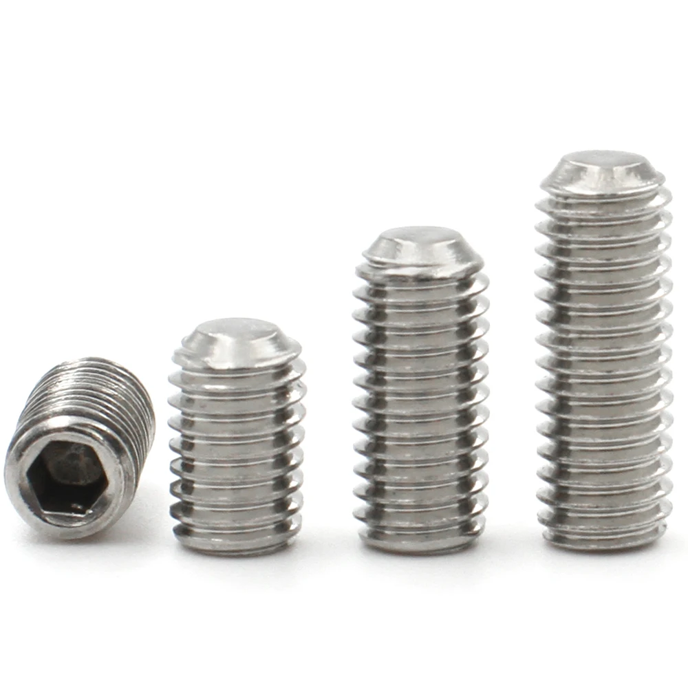 20-1PCS Hex Socket Set Screw Cup Point Stainless Steel M1.6 M2 M2.5 M3 M4 M5 M6 M8 M10 M12 Headless Hex Socket Grub Screw DIN916