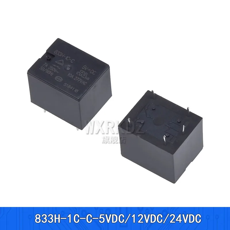 

Relays 833H-1C-C-5V (7A/250V), 833H-1C-C-12VDC/24VDC, 5-pin, 5/12/24V
