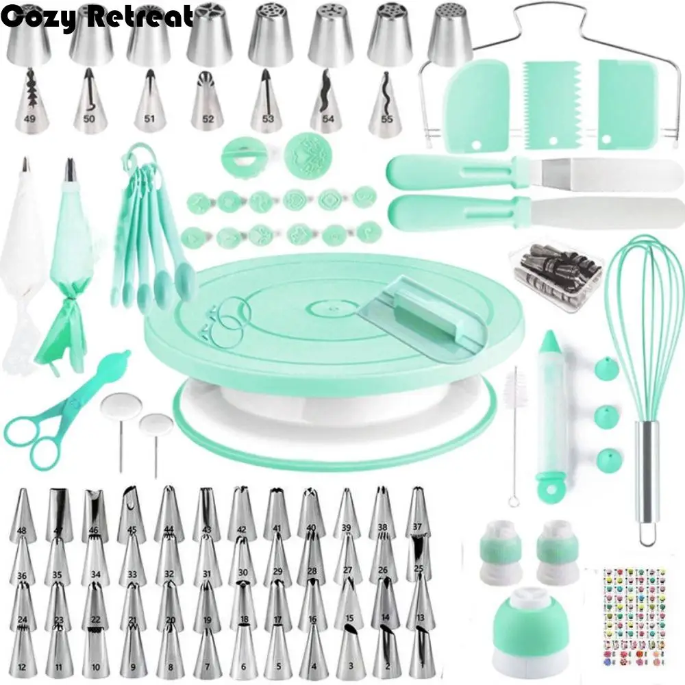 

137Pcs Professional Cake Decorating Tools Kit Creative Multi-functional Pastry Turntable Kit Rust-proof Easy To Clean