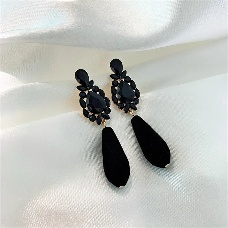 Korea New Design Fashion Jewelry Black Water Drop Resin Crystal Earrings Upscale Party Earrings for women gift