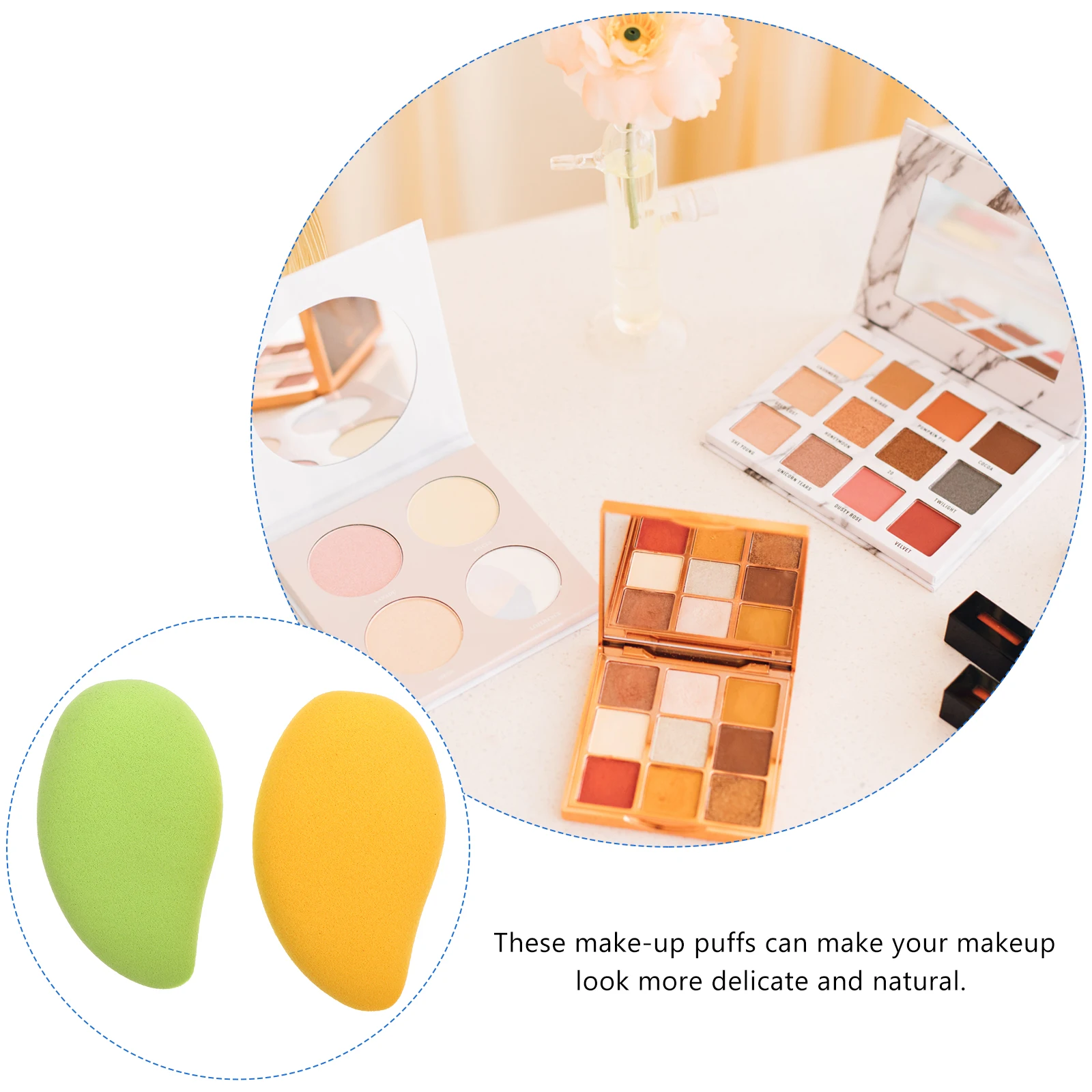 2 pezzi di spugna per trucco a forma di mango, soffio di cipria morbido per miscelazione di crema per il viso, strumento portatile per una finitura naturale liscia