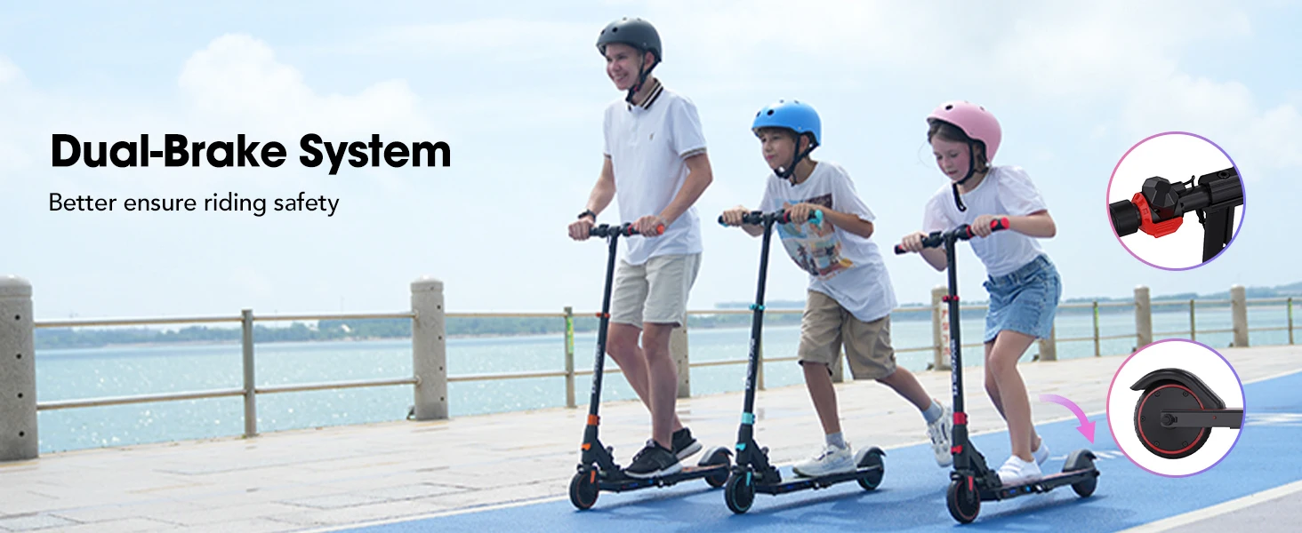 RCB Electric Scooter for Children Aged 8-12-16 Years, Only 7.55KG Foldable Electric Scooters, Two Types of Braking, Max 16 Km