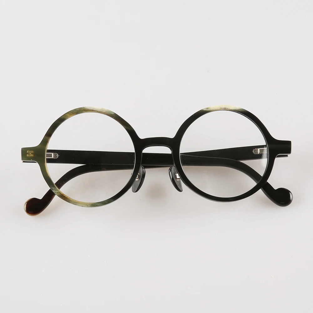 Eyeglass Frames Unique Vintage Round Retro Handmade Buffalo Horn Prescription Man's Glasses Frames Optical Myopia Eyeglasses