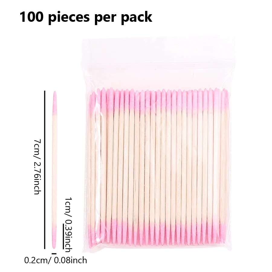 100 piezas hisopos de doble punta con puntas finas para arte en uñas, maquillaje, delineador, corrección, herramientas de belleza 6