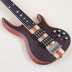 Fretless Electric Bass Guitar 5 String 43inch Solid Ashwood Body Bass Guitar Matte Finish Black Color