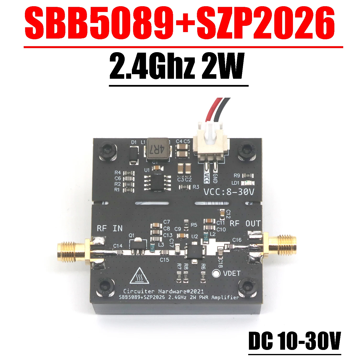 Amplificador de Potência rf com Transferência de Imagem Bluetooth Entrada Wifi Ssb Sbb5089 Szp2026 2.4g 2w Ganho 23db 12v 24v 2.4ghz Rádio Ham