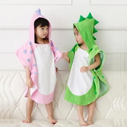 Breathable Children's Cartoon Bathrobe Polygonal Dinosaur Hooded Cape 2024 Popular Infant Cotton Absorbent and Bath Towel Robe