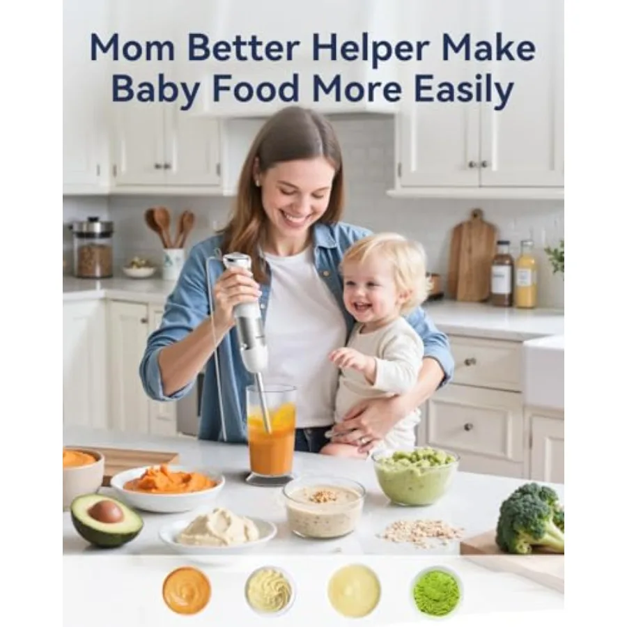 Immersion Blender Handheld 1000W 5 in 1 Corded Stick Hand Blender Kitchen with 12 Speed BPA-Free Mixing Beaker Chopper Whisk Mi