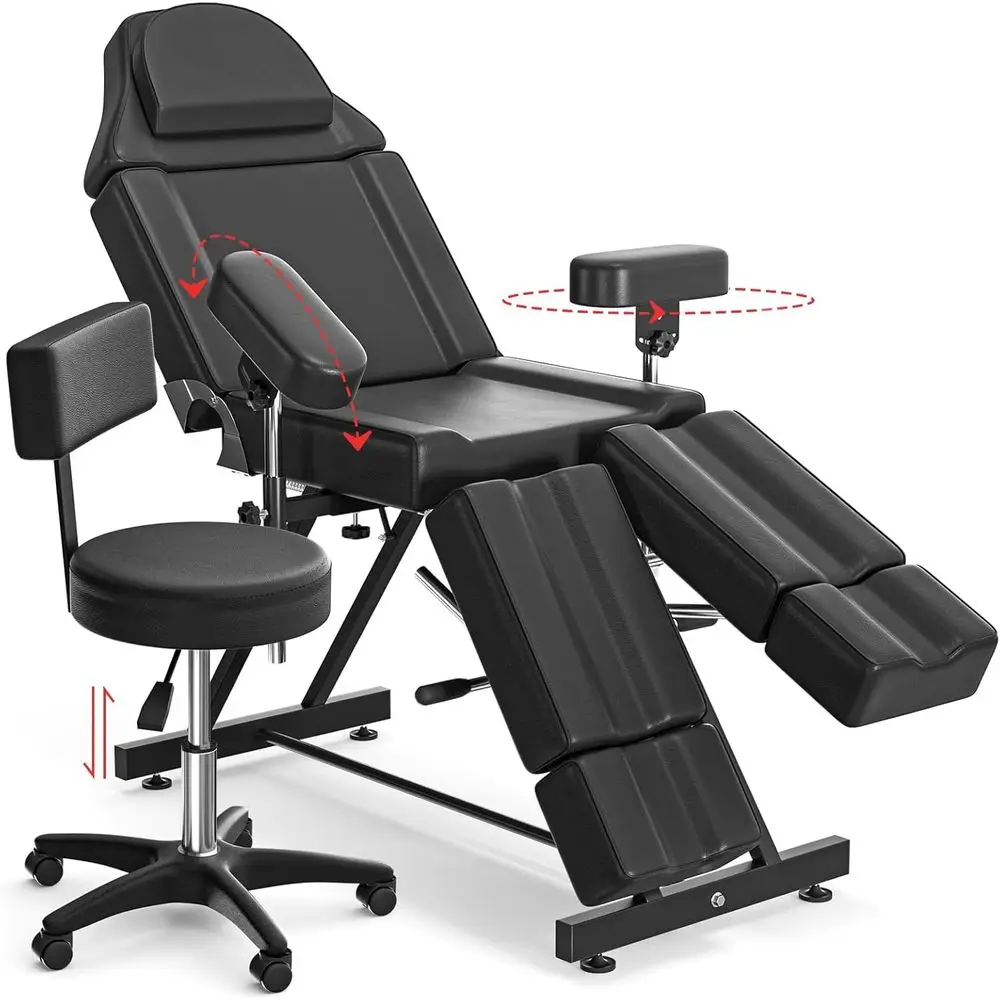 

Кушетка для тату-салонов или для клиентов, регулируемая кушетка для косметолога, многофункциональный массажный стол-кресло для спа-салонов, выдерживает до 200 кг, с раздельными опорами для ног