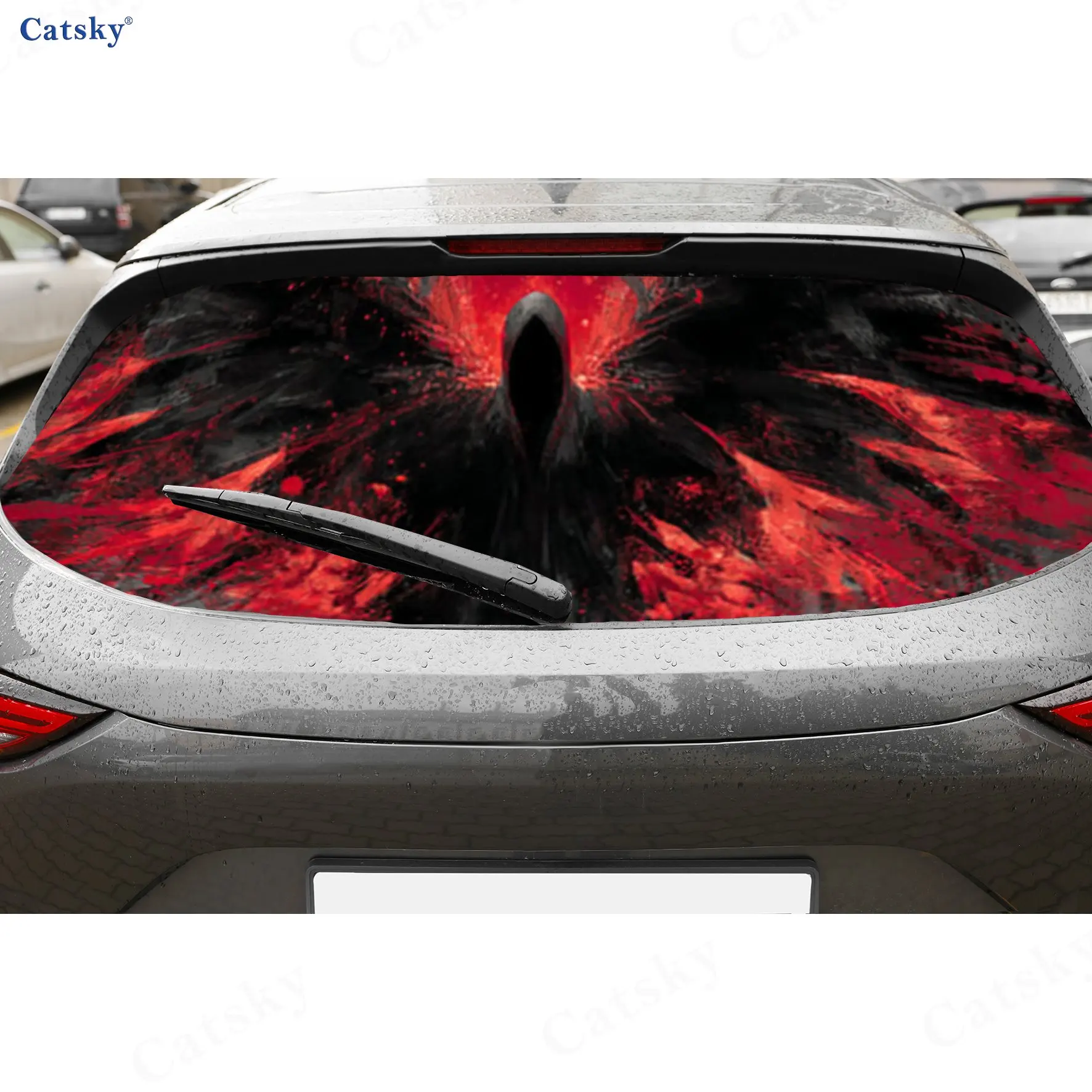 

Wings of The Grim Reaper Colorful Car Rear Window Sticker, Waterproof Self-adhesive Window Film, Vehicle Decoration, DIY Graffit