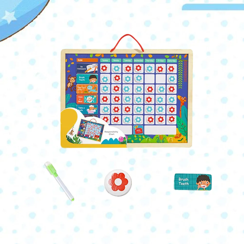 مخطط الانضباط الذاتي لوحة تتبع مغناطيسية خشبية للأطفال نظام المكافآت منظم المسؤولية التعليمية لـ #1