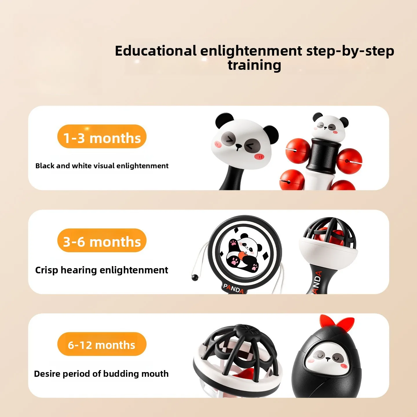 ألعاب الرضع: مجموعة هدايا خشخيشة من عمر 0 إلى 6 أشهر لحديثي الولادة مجموعة خشخيشات الباندا للأطفال الصغار #4