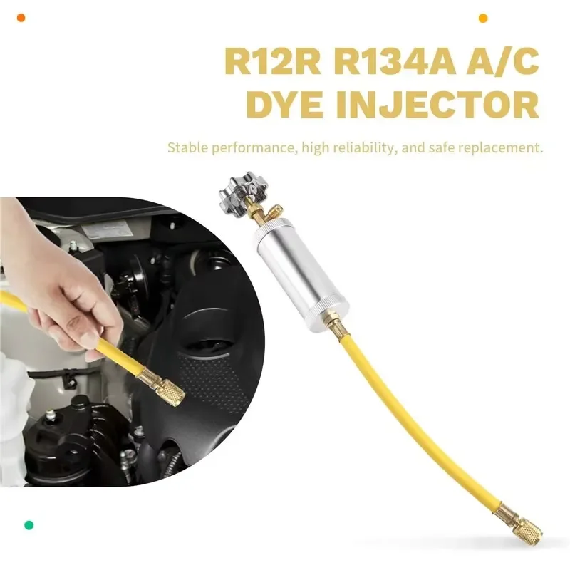 AEF2-Auto Oil Dye Injector R12R R134A 2Oz A/C Dye Injector Air Conditioning Filling Tube Car Oil Injector