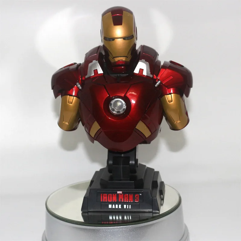 Marvel Superhero 23cm Steel Hero Mark Mk47 1/4 Bust Portrait With Led Light Action Figure Pvc Figurine Collectible Mod