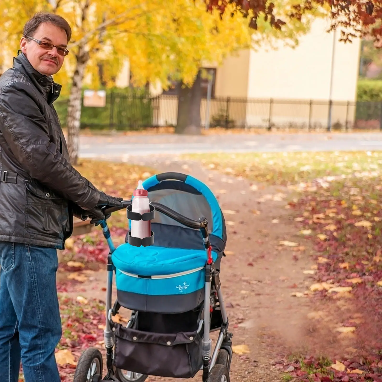 

Stroller Drink Holder Compatible with Water Bottles Coffee Cups Beverage Containers Universal Cup Holder for Walker Bicycle Cart