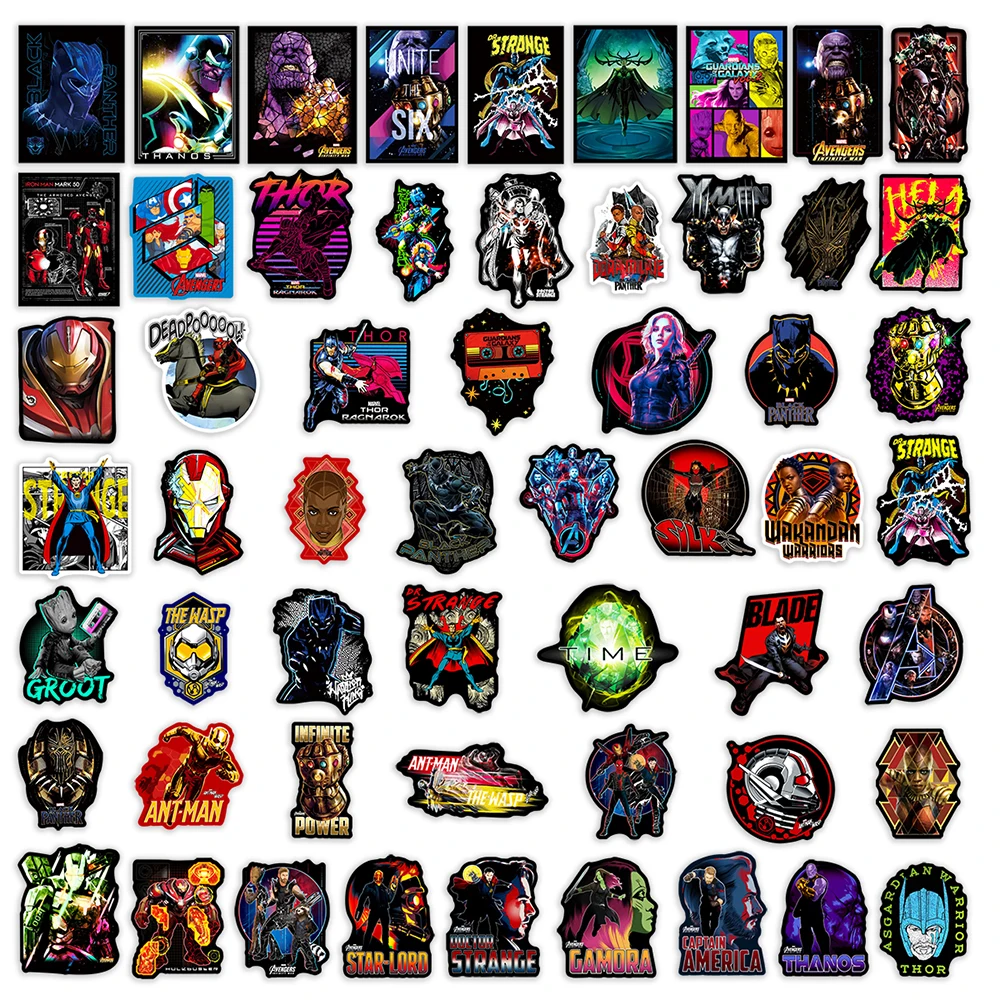 10/30/50/108PCS Disney The Avengers Marvel Neon Superhero Sticker Decals Kid Toy DIY Diary Suitcase Scrapbook Cool Sticker Gift