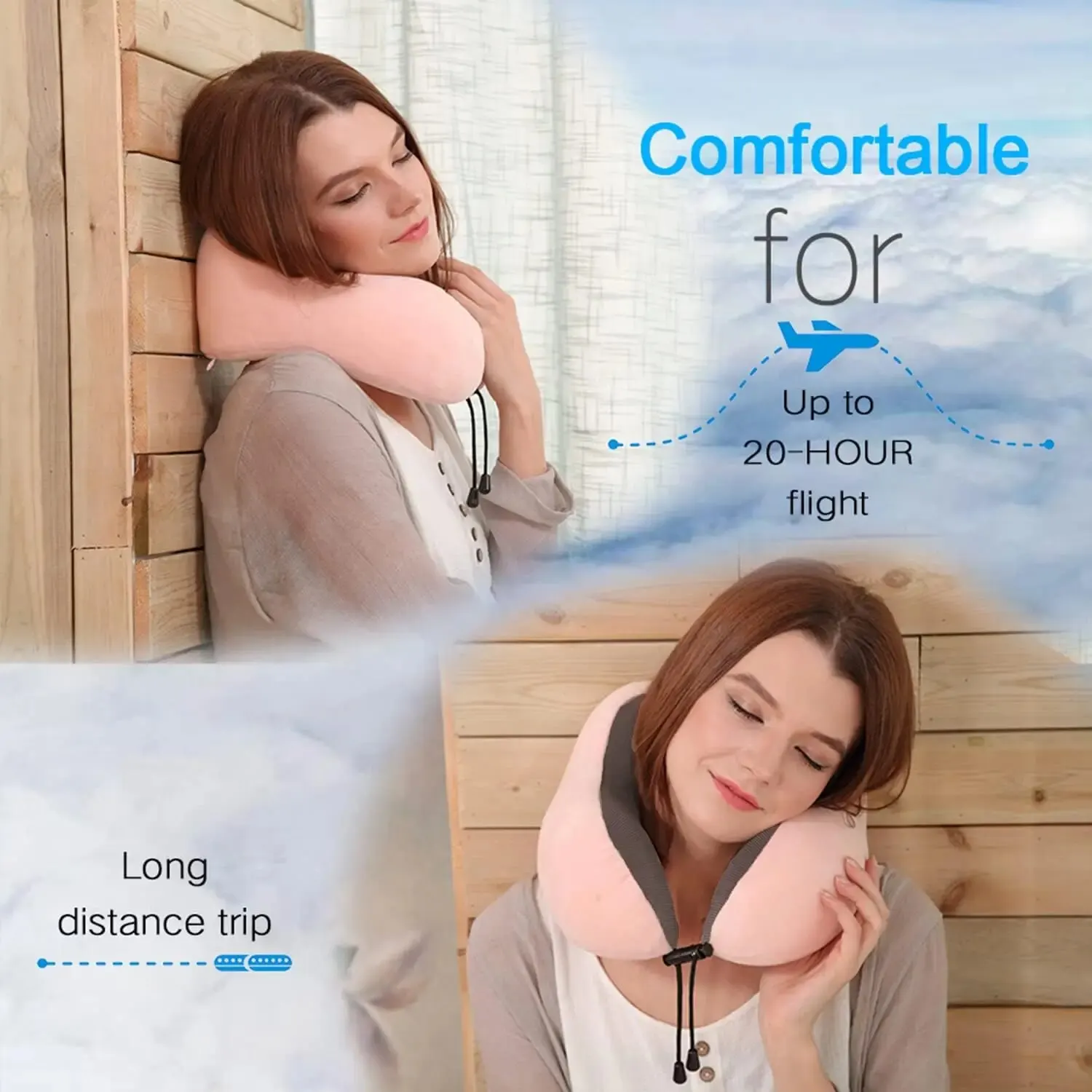 Travel Pillow, Best Memory Foam Neck Pillow Head Support Soft Pillow for Sleeping Rest, Airplane Car & Home Use