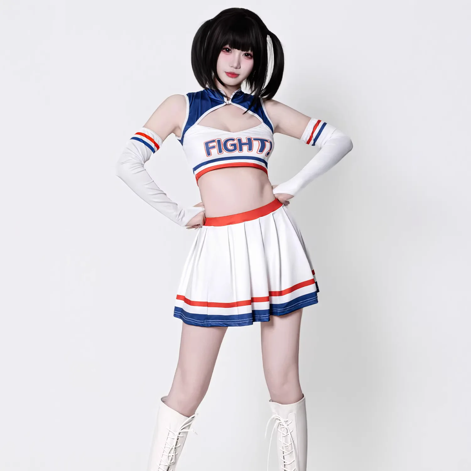Adult Sleeveless Crop Top Pleated Mini Skirt Uniform Women Cheerleading Costume Sexy Cosplay Lingerie Dance Performance Outfit view 2