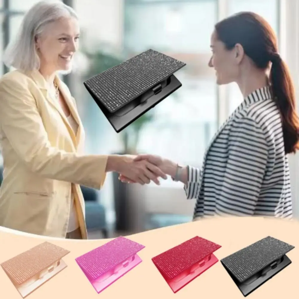 Aluminum Alloy Diamond Metal Business Card Case Small 10-20 Sheets Capacity Rhinestone Business Card Box Snap