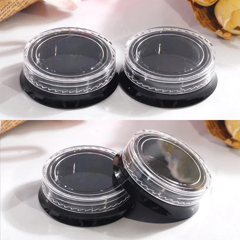 10Pcs Schwarz Nail art Lagerung Flache Flasche Leere Nagel Glitter Pulver Nagel Dekoration Strass Box Nachfüllbare Können Zinn Für Balsam