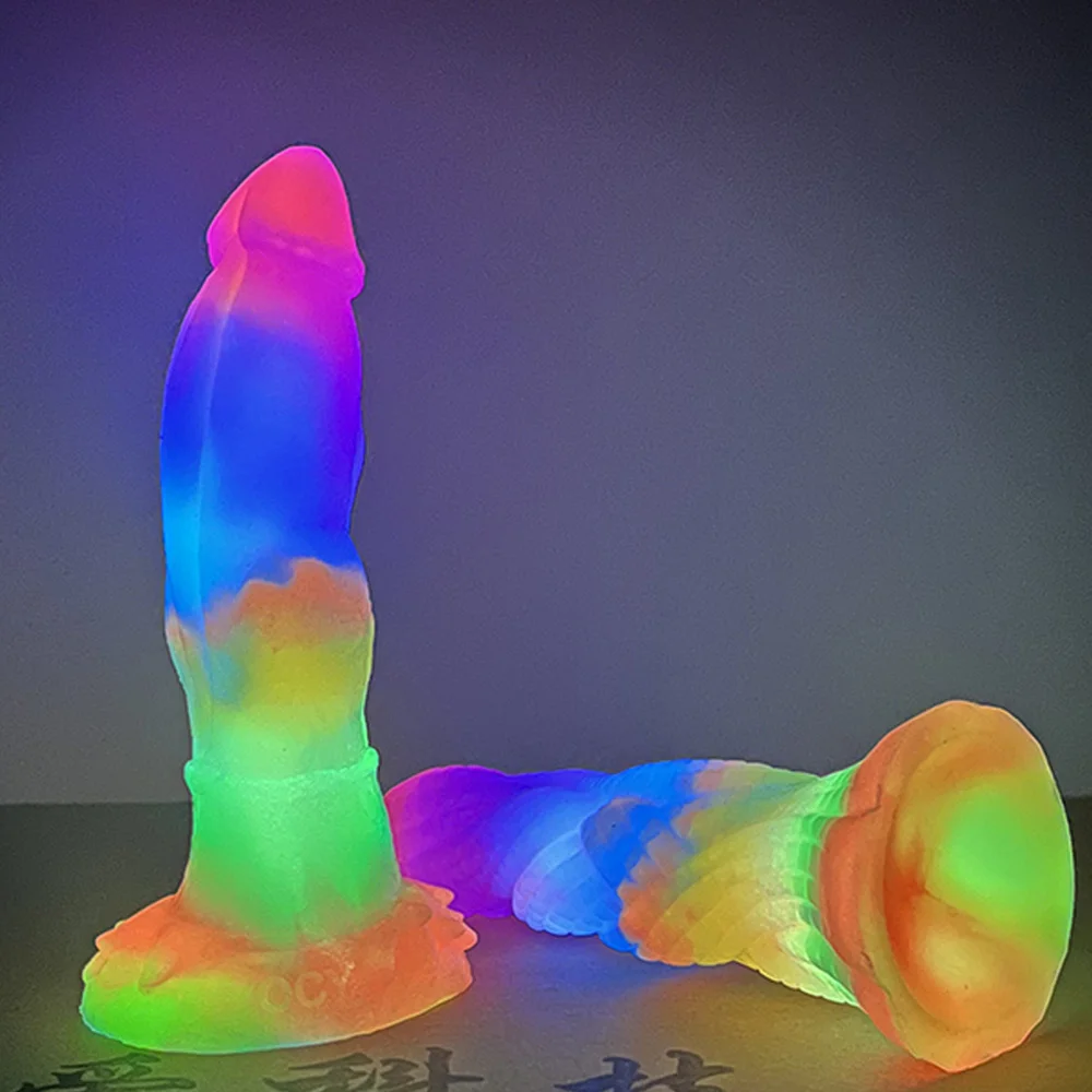 NNSX Mini Color Luminous Dildo Dragon Animal Penis Beginner Shine By Absorbing Light Masturbators with Suction Cup Sex Toys Shop