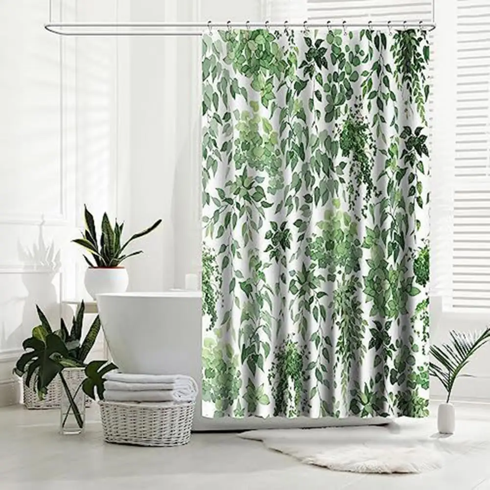 

Shower Curtain with 12 Hooks Botanical Pastoral Style Natural Beauty Bathroom Decoration Waterproof Fabric Bath Curtain