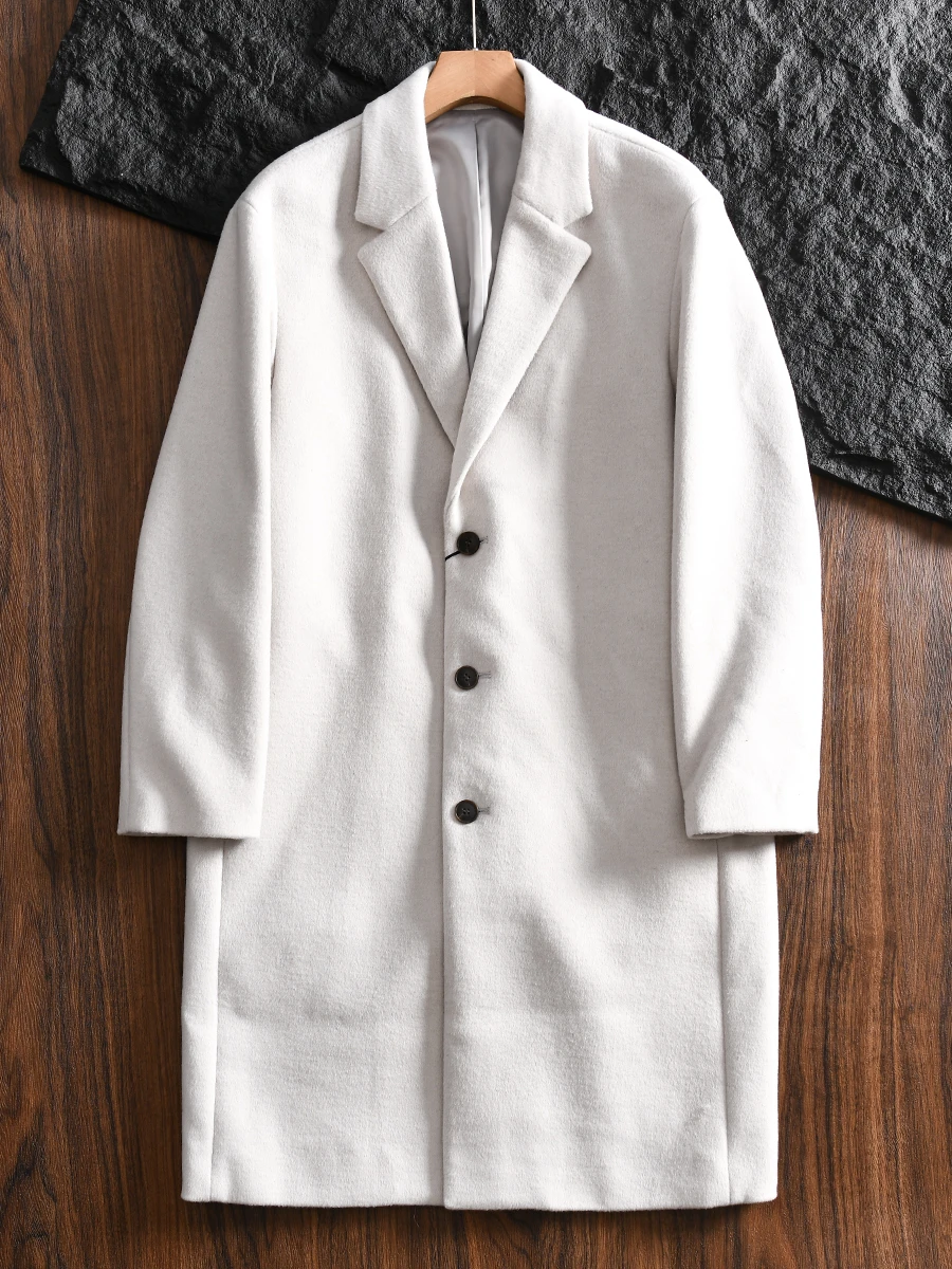 

Men's Long Wool Blend Casual Coat Autumn Winter High End Simple Style Polyester Fiber 67% Wool 33% Fashion Urban Business Casual