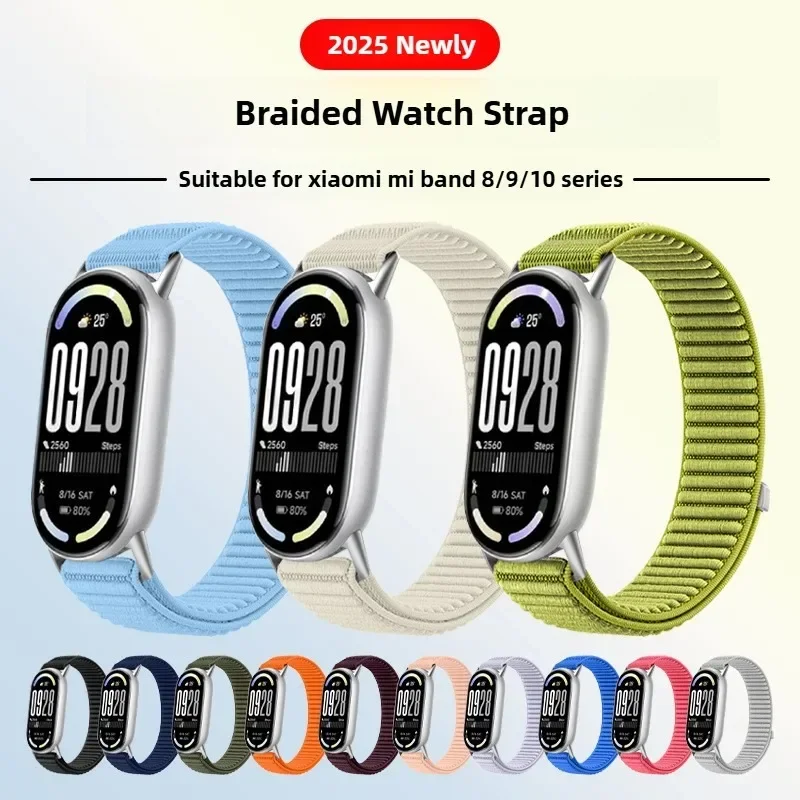 Nylon Braided Strap for Xiaomi Mi Band 10 9 8 Adjustable Replacement Bracelet Breathable Wristband for mi Band 10 Accessories