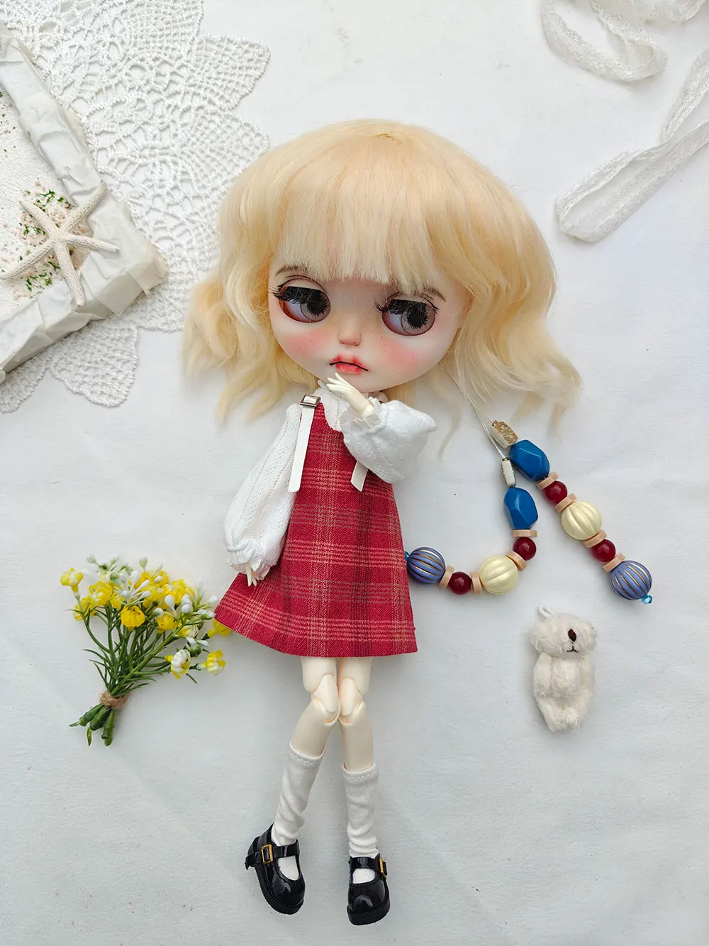 Handgemachte Blythe Puppenkleidung täglich süßes Set Ob22 Ob24 Azone handgemachte Puppenkleidung Puppenzubehör Kleid Blythe Kleidung