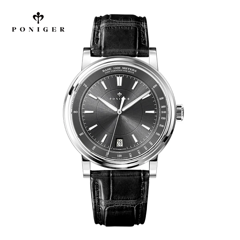 Poniger Mens Watches Waterproof Mechanical Automatic Wrist Male Dress Fashion Luxury Stainless Steel/Leather Strap