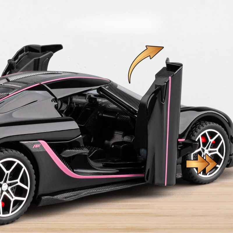 1:32 Jesko Absolut Supercar Alloy Car Model Sound and Light Pull Back Children's Toy Collectibles Birthday gift