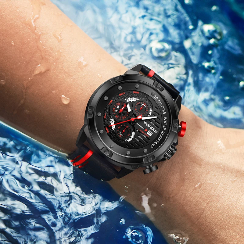 YASHIDUN 新革メンズ腕時計高級クォーツ時計男性用防水日付スポーツ腕時計カジュアル時計男性 Relojes Hombre