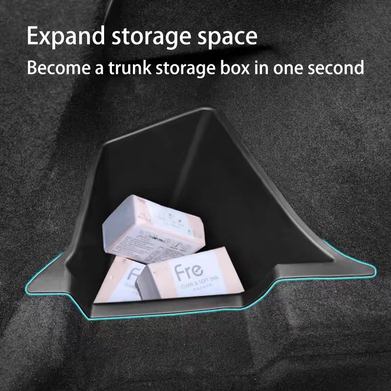 For New Tesla Model Y Juniper Launch 2025 Car Trunk Side Left Right Tidying Packet Storage Box Flocking Mat Cover Organizer