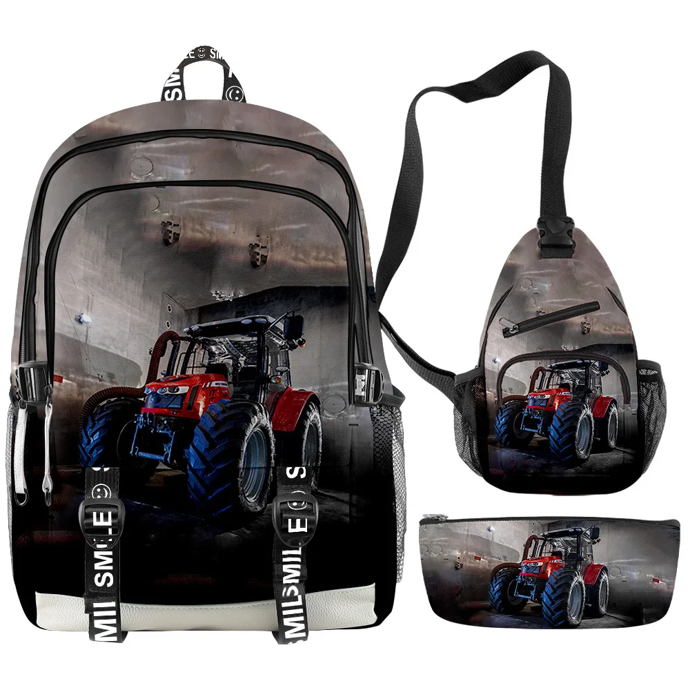 

Children Kids School Bags sets Novelty Tractor Pattern 3pcs Set Student Boy girls Backpack Teenagers Boys bag Mochila Rucksack