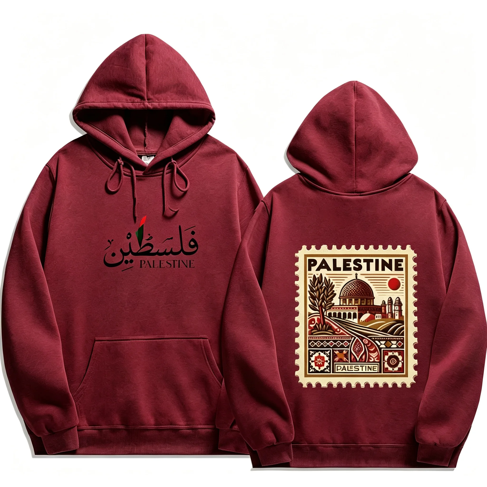 2026 Unisex Vintage Palästina Grafik-Hoodie Herbst Winter Lässiger Pullover Sweatshirt Harajuku Ästhetik Retro Streetwear Locker Geschnitten – Detail 23